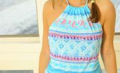 Only Carla 235010 Carla In A Gorgeous Blue Summer Outfit With Stockings. (Non Nude)
