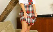 Only Carla 235035 Carla Wearing A Sexy College Uniform With A Tartan Skirt And White Ankle Sock And Cotton Panties (Non Nude)
