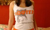 Only Carla Carla In A Lovely Hooters Outfit.
