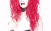 Gothic Sluts Yolanda 236141 Flamehaired Goth Bound Leather Corset Armbinders
