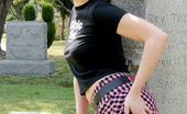 Gothic Sluts Dana DeArmond 236174 Perky Busty Alt Girl Plaid Skirt Cemetery Sneakers
