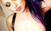 Gothic Sluts Darenzia Purple Haired Goth Punk Girl In Corset Stockings
