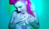 Gothic Sluts Xanthia Doll 236183 Pink Haired Busty Tattooed Slut Plays With Breasts
