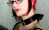 Gothic Sluts Bella Vendetta 236192 Gorgeous Bella Vendetta Strips Down To Her Librarian Glasses Black Stockings And A Sneer
