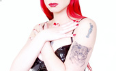 Gothic Sluts Miss Conduct 236195 Redhead Goth Chick Strips Off Fetishwear Spreads
