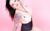 Gothic Sluts Zoe 236241 Tattooed Glam Goth Strips To Corset And Heels
