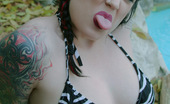 Gothic Sluts Zoe 236243 Tattooed Pigtail Goth Topless Poolside
