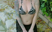 Gothic Sluts Zoe 236243 Tattooed Pigtail Goth Topless Poolside
