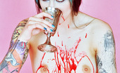 Gothic Sluts Halloween Jen Vixen 236285 Red-Spattered Pale Vampire Beauty With Great Tattoos
