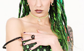 Gothic Sluts Ms. Poisonous 236303 Gothic Tattooed Babe In Green Skull Bikini
