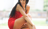 Nubiles Bailey Ryder 240006 Exotic Bailey Ryder Shows Her Unique Beauty In Red Heels And Tube Dress Outdoors
