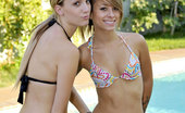 Nubiles Sara James Sweet Petite Nubiles Sara James And Riley Anne Tongue To Tongue Kissing At The Poolside
