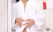 Nubiles Monika Benz Take A Peek Of This Alluring First Timer Monika Benz Wears Bathrobe Flirting In The Shower Room
