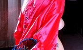 Nubiles Jess Alluring Blonde Teen Posing Her Fuckable Body With A Nice Red Kimono Dress
