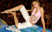 Nubiles Katrina 248202 Stunning Teen Babe In Pink Sitting Hot And Cute On Blue Mat
