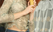 Nubiles Olive 250253 Cute Redhead Olive Plays Around With A Banana And Then Eats It
