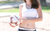 Nubiles Tabitha 251234 Hottie Is Outside In Shorts And Tee Playing Volleyball But With A Soccer Ball Lol

