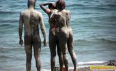 Beach Hunters Beach Sluts Get Dirty 256064 Two Totally Naked Chicks And A Guy Cover Their Bodies With Sea Dirt
