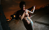 Michelle Aston 256996 High Heeled Tattooed Goth In High Heels Rooftop
