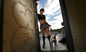 Michelle Aston 256996 High Heeled Tattooed Goth In High Heels Rooftop
