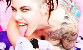 Michelle Aston 256998 Tattooed Goth Chick Gets Nude With Stuffed Animals
