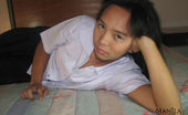 Manila Amateurs 01.04.10 Ella Schoolgirl 257174 Filipina Teen Ella Strips Out Of Her School Uniform On The Bed
