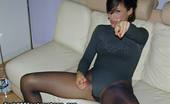 Jerkoff Instructors Jolly Girl Posing In Pantyhose Fun Loving Maria Plays In A Bodysuit And Brown Pantyhose As It Shows Off Her Lean Form.
