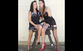 Nylon Jane 261402 Jane And Saffy Pose And Bend Over A Bench