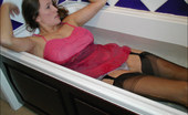 Nylon Jane 261403 Jane Gets In The Bath In All Her Lingerie
