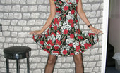 Nylon Jane 261459 Jane In A Hot Floral Dress Bends Over And Shows Off Legs
