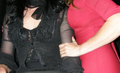 Nylon Jane 261492 Jane And Sexy Tgirl Caress Each Others Stocking Covered Legs
