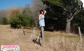 Sabrina Squirts 270346 Wearing A Cute Blue Dress And Cowboy Boots, Sabrina Ventures Outside On Another Sunny Spring Day To Show Off Her Goods For The Camera. Cute!
