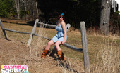 Sabrina Squirts 270346 Wearing A Cute Blue Dress And Cowboy Boots, Sabrina Ventures Outside On Another Sunny Spring Day To Show Off Her Goods For The Camera. Cute!
