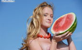 Showy Beauty Gabriel Watermelon Sweetgirl Adorable Cutie Enjoys Her Picnic With Watermelon And Shows Off Her Perfect Tits And Pussy.
