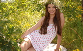 Showy Beauty Marjana Summer Days Teenoutdoors 273076 Adorable Teen With A Wreath In Excellent Long Hair Undressing And Showing Body In The Woods.
