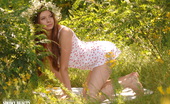 Showy Beauty Marjana Summer Days Teenoutdoors 273076 Adorable Teen With A Wreath In Excellent Long Hair Undressing And Showing Body In The Woods.
