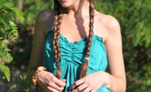 Showy Beauty Polly Cutie Nudepigtails 273105 Amazing Chick With Two Long Pigtails Taking Off Clothes And Spreading Legs On The Riverside.
