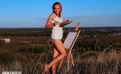 Showy Beauty Dana Study Drawing Sexypainter Beautiful Cutie Drawing Picture In The Nude And Showing Ass And Pussy Outdoors In The Field.
