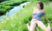 Showy Beauty Dana Fresh Grass Cutiemeadow 273425 Busty Beauty Queen Enjoys The Warm Sunshine Beside Crystal Clear Creek. Natural Beauty In Natural Environment. The Best Combination.
