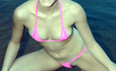 Beach Model Mini Bikini Thong Tiny Pink Thong
