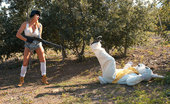 Kelly Madison Shootin Wabbits Kelly Was Hunting Wabbits In Her Super Short Overalls And White Tank.
