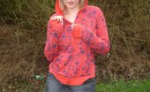 UK Flashers 277700 Cute Blondie Making A Striptease And Masturbating With A Dildo In The Woods
