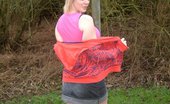 UK Flashers 277700 Cute Blondie Making A Striptease And Masturbating With A Dildo In The Woods
