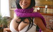 Rachel Aldana Rachel Lavendar Light BTS Set1 286308 A Brunette Cutie Squeezes Her Huge Natural Breasts
