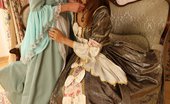 Sapphic Erotica Juliette And Judit0 294522 Victorian Dressed Honeys Strip Lick And Finger Twats In Bed
