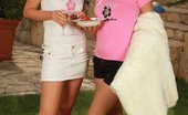 Sapphic Erotica Nikitta And Angelina3 295103 Sultry Picnickers Strip And Finger Pink Pussies In Garden
