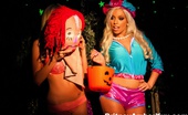 Britney Amber 2 Hot Blondes Share Halloween Scare Then Each Other 
