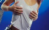 Susana Spears 303789 Susana Strips Out Of White Tank Top

