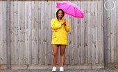 Girls Out West SammRosee Yellow RainCoat 303883 SammRosee Chills Out In Her Backyard And The Sky Opens, And Drizzles A Soft Rain Over Her Magnificent Tanned Body. Feeling Moist In Between The Legs, She Opens Up And Lets The Wetness Drip Out Of Her Shaved Pussy.