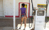 Girls Out West Petrol Pump Nikki 303924 Nikki Can'T Quite Fill Up Her Tank At The Petrol Bowser. And She'S All Out Of Gas! Having Left Her Purse At Home, She Might Raise Some Dollars By Flashing Herself Roadside, At The Passing Motorists.